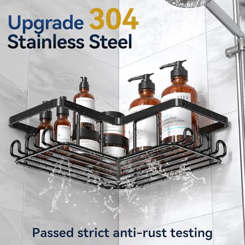 YASONIC Corner Adhesive Shower Caddy Rustproof Stainless Steel 3-Pack