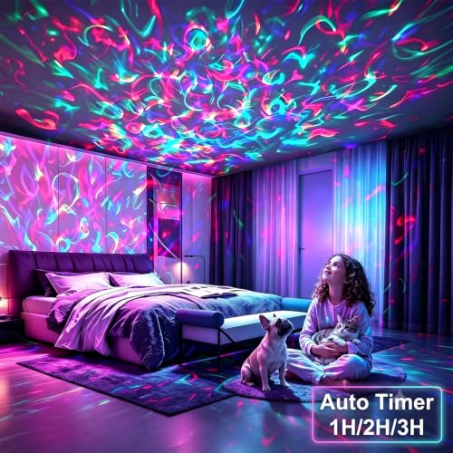 Ocean Wave Galaxy Light Projector with Remote, 8 Modes LED Night Lamp