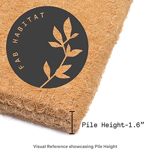 Fab Habitat Natural Coir Doormat - Extra Thick 18x30 Inches, Shades of Sea Blue, Handwoven Entryway Rug