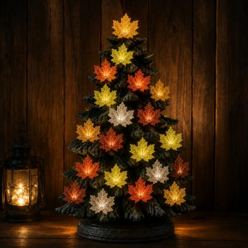 60 Pcs Maple Leaf Ceramic Tree Replacement Bulbs (5mm Stem, 6 Fall Colors)