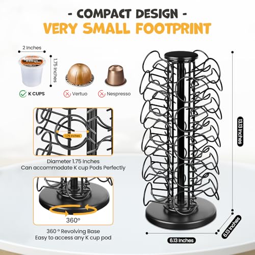 360° Rotating Coffee Pod Holder Carousel - 40 Pod Countertop Storage Stand