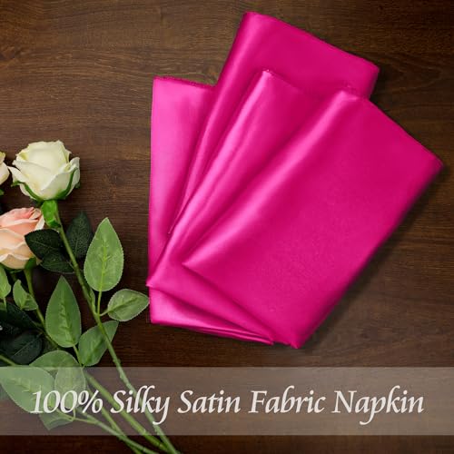 Manyshofu 20x20 Inch Hot Pink Satin Napkins Set of 60 Reusable Party Table Decor