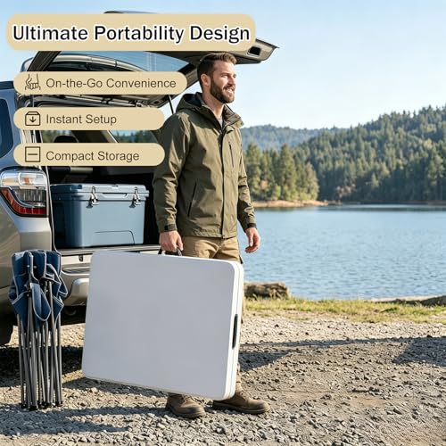 6ft Folding Table with Black Spandex Cover Set for Events and Parties