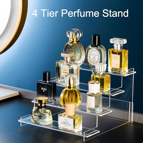 4-Tier Acrylic Display Riser for Perfume, Collectibles, and Cupcakes