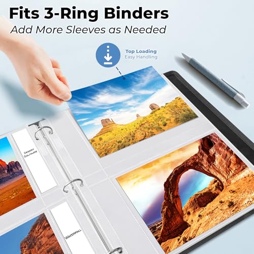 5x7 Photo Sleeves for 3-Ring Binder, 25-Pack Acid-Free Refill Pages