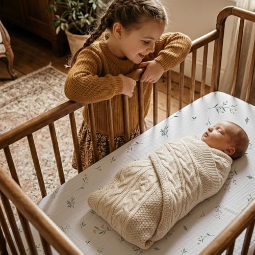 Muslin Cotton Bassinet Sheets 3-Pack, 33"x20" OEKO-TEX Fitted Bedside Sleeper