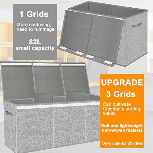 Extra Large Foldable Toy Storage Chest with Lid - 118L Toy Organizer Bin