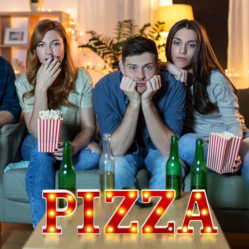 Aurelema 6.3" Pizza Light Up Marquee LED Sign - Heartwarming Party Decor