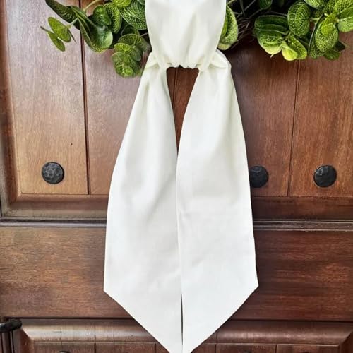 8-Piece White Cotton Linen Christmas Wreath Sashes for Front Door Decor