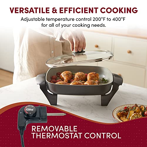 PFAS-Free Ceramic Non-Stick Electric Skillet, 12" x 12" Deep Pan (1200W)
