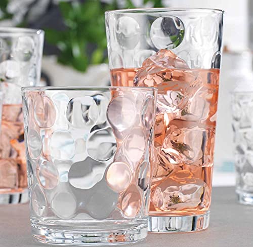 Home Essentials & Beyond Glassware Set of 8 - 4 Highball (17 oz.) & 4 Rocks (13 oz.) Drinking Glasses