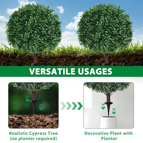 Artificial Boxwood Topiary Ball Set - 23-Inch UV Resistant Faux Shrub