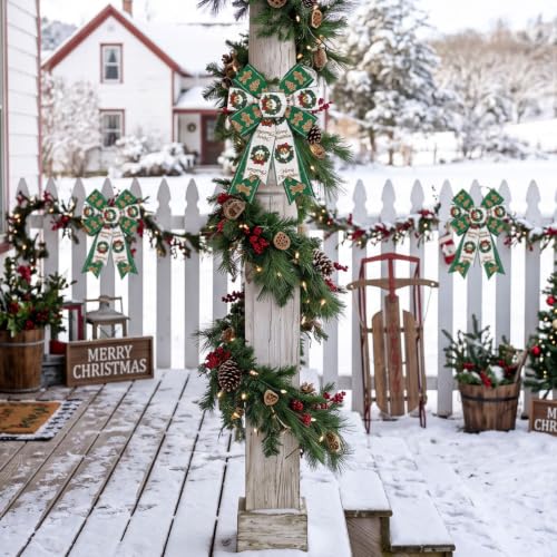 Green Gingerbread Christmas Wreath Bows - Pack of 2 Indoor Outdoor Decor