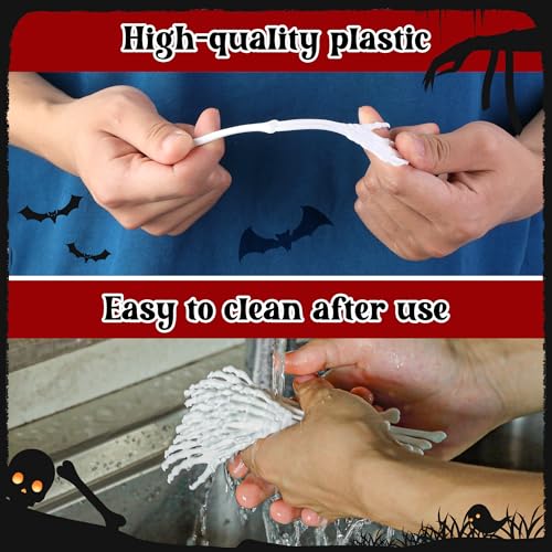 RunNico 25 Pcs Halloween Skeleton Cocktail Stir Sticks - Reusable Skeleton Hand Swizzle, Party Drink Decor