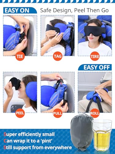 Travel Pillow Set for Airplanes - 360° Support & Eye Mask