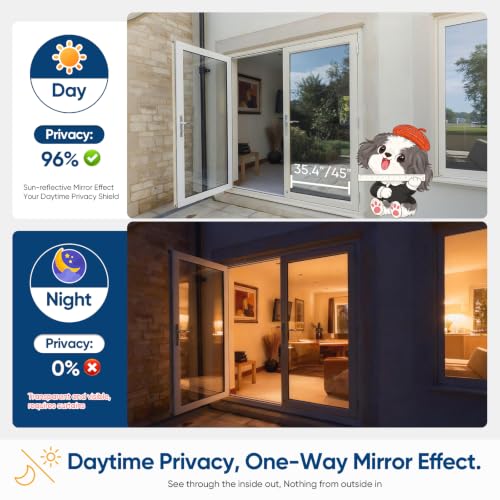 One Way Privacy Window Tint Film - Heat & UV Blocking 17.5"x78.7"