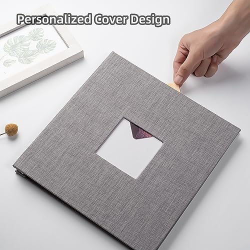 Large Self-Adhesive Photo Album with Linen Cover, 40-Page DIY Scrapbook