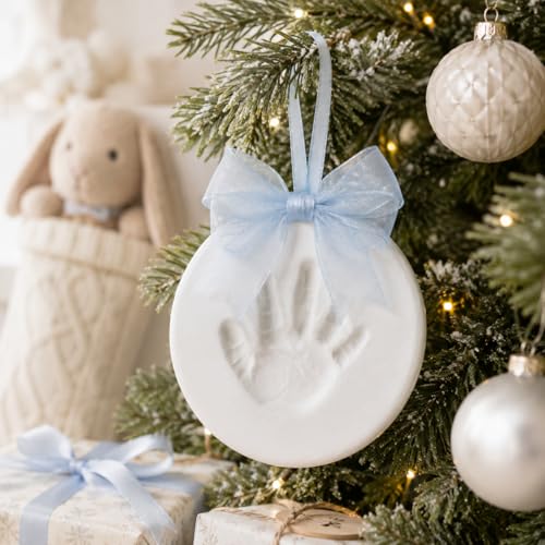 Kate & Milo Blue Baby Keepsake Clay Impression Kit with Blue Babyprints Variation: No-Bake Handprint & Footprint Ornament Kit