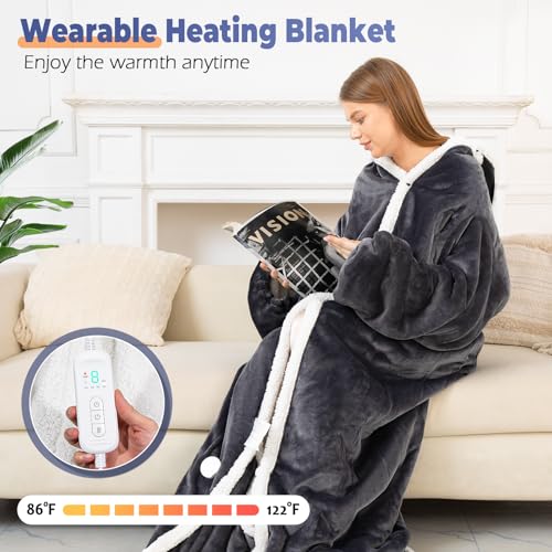 Wearable Heated Blanket with Foot Pocket & 8 Heat Settings