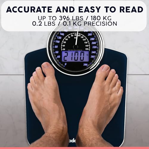 Hybrid Bathroom Scale with Analog Dial and Digital LCD Display, 400 lbs
