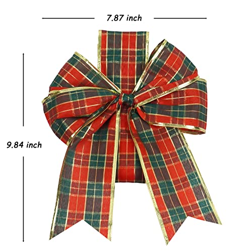 K KIRKWOOD KITCHEN 4 Pack Red & Green Festive Ribbon Bows for Christmas Decorations
