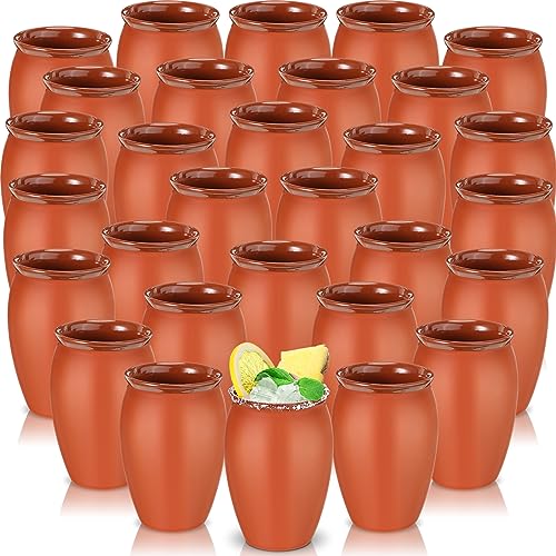 Red 12 oz Mexican Clay Cups - Set of 30 Cantaritos de Barro for Drinks and Parties