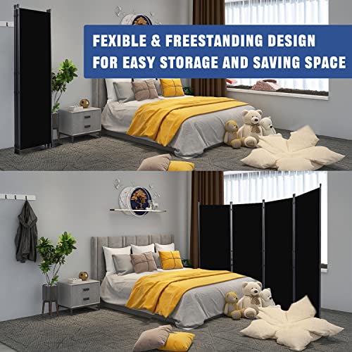 4-Panel Folding Room Divider Screen - 6ft Tall Fabric Privacy Partition