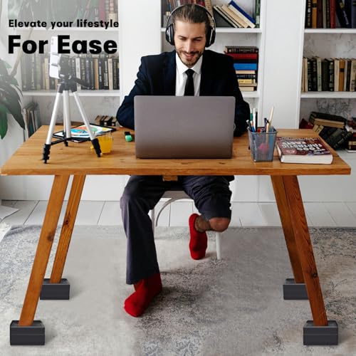 Heavy Duty Adjustable Bed Risers - 3 Inch Furniture Lifts (4 Pack, Black)