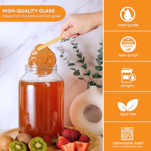 FastRack 1 Gallon Mason Jar Wide Mouth & Twin Bubble Airlock (Pack of 2) | for Fermentation, Pickling, Brewing & Dry Storage – BPA-Free One Gallon Glass Jar with Lid