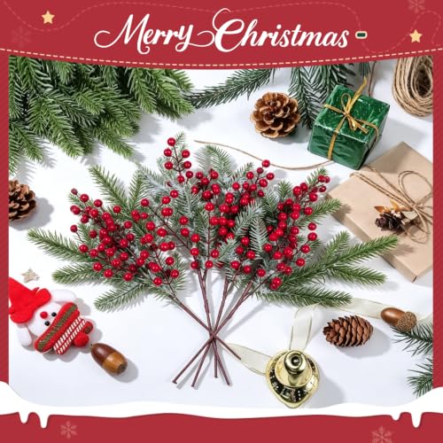 COTOSEY 4 Pack 20 Inch Artificial Christmas Red Berry Picks - Style A