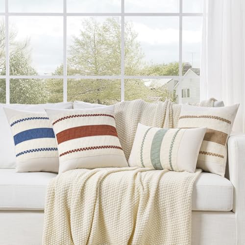 Sage Green Boho Lumbar Pillow Covers 12x20 - Set of 2 Macrame Cushion Cases