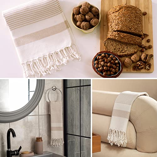 Turkish Cotton Hand Towels Set of 2 - 16x40 Inch Quick-Dry Decorative Towels