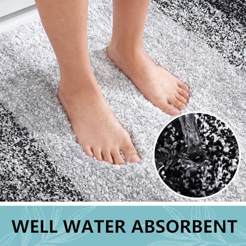 Arotive Microfiber Bathroom Rug, Shaggy Soft Absorbent Bath Mat, 24x16 Black