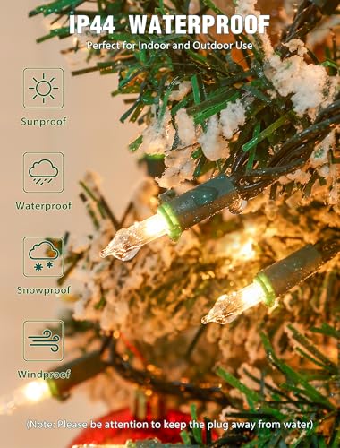 Hopolon 9.8FT 35 Warm White Christmas String Lights with Green Wire – Connectable Incandescent Mini Lights