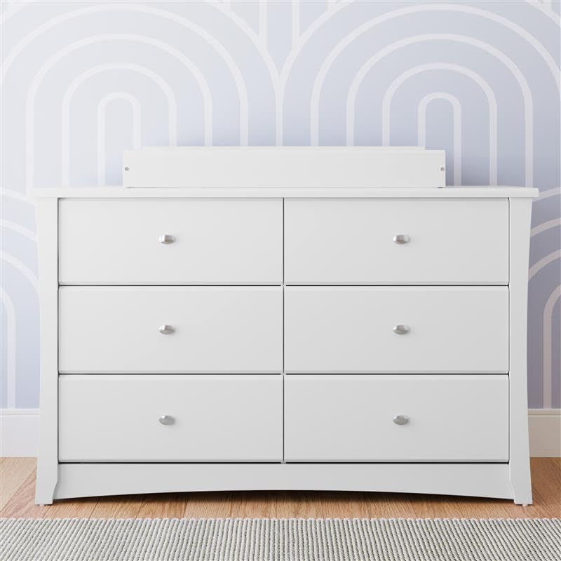 6-Drawer Nursery Dresser, Wood Storage Chest for Kids Bedroom, White