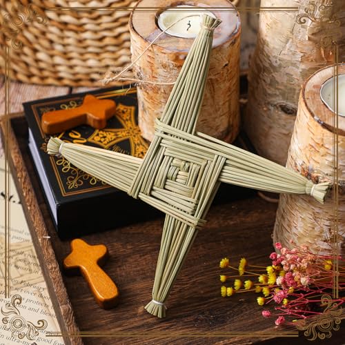 St. Brigid's Wall Cross 8-Inch Handcrafted Irish Straw Protection Decor