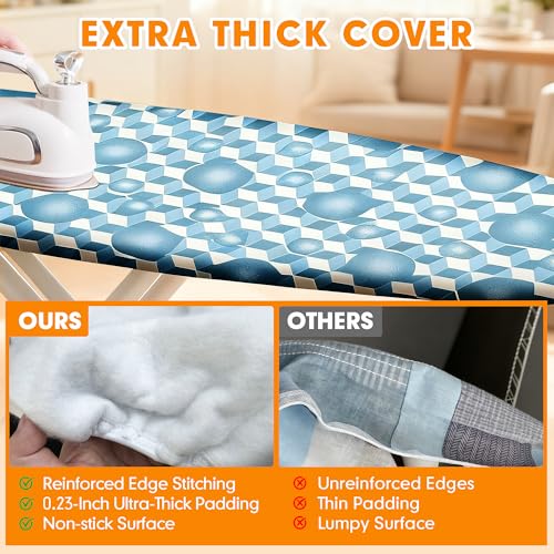Dalykate Extra Wide Ironing Board Cover and Pad 18x49 Heavy Duty Scorch Resistant Berry Blue