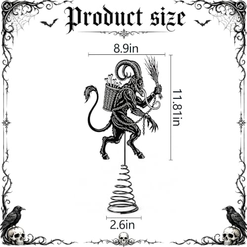 LFUTARI 11.81 Inch Metal Gothic Krampus Christmas Tree Topper - Black Holiday Decor