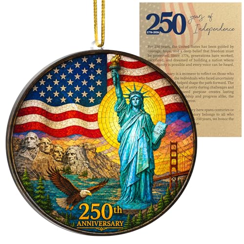 USA 250th Anniversary Ornament, Patriotic Liberty Bell Acrylic Suncatcher