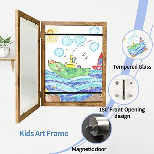 Kids Art Frames 8.5x11 Set of 2, Front Opening Display with Storage