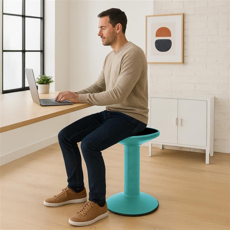 Adjustable Wiggle Stool for Active Classroom and Home Study, 12-18 Inch