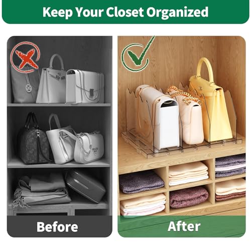 Clear Acrylic Shelf Dividers for Closet Handbag and Purse Storage