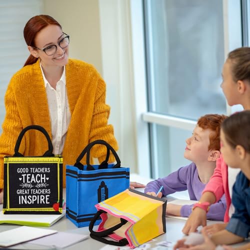 Sunnymove 6-Pack Mini Burlap Tote Bags for Teachers, 8 x 8 x 5.5 in