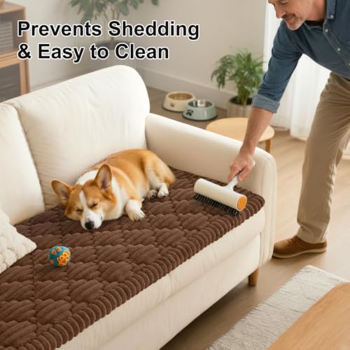 Non-Slip Pet Couch Cover - Washable Soft Flannel Sofa Protector Pad