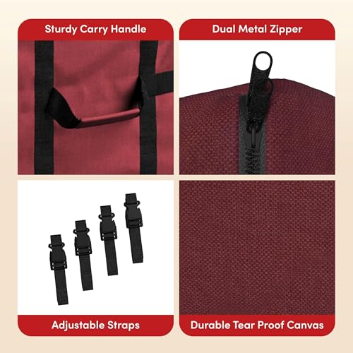 Elf Stor 59in x 24in x 24in Christmas Tree Storage Bag, Red Canvas