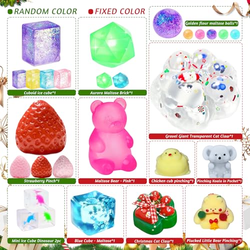 24-Day Christmas Advent Calendar with Kawaii Squishy Sensory Toys