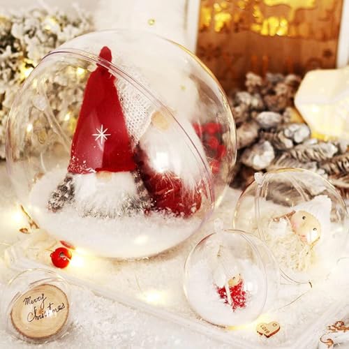 PROFIKLA 8cm Clear Fillable Christmas Ornament Balls 20 Pack DIY Holiday Decorations