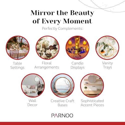 8-Inch Round Mirror Plates for Centerpieces - Set of 12 Glass Tiles