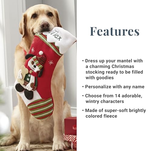 Personalized Christmas Stocking with Embroidered Name - 3D Plush Fox