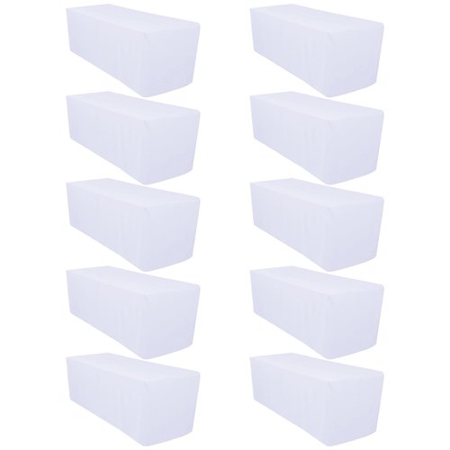 Surmente 10 Pack White Fitted Tablecloths for 6 Foot Rectangle Tables, White Table Covers for Weddings, Banquets, or Restaurants